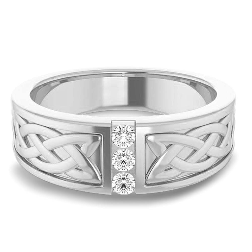 Celtic Knot Design 0.20 ctw Round Diamond Men's Ring-VIRABYANI