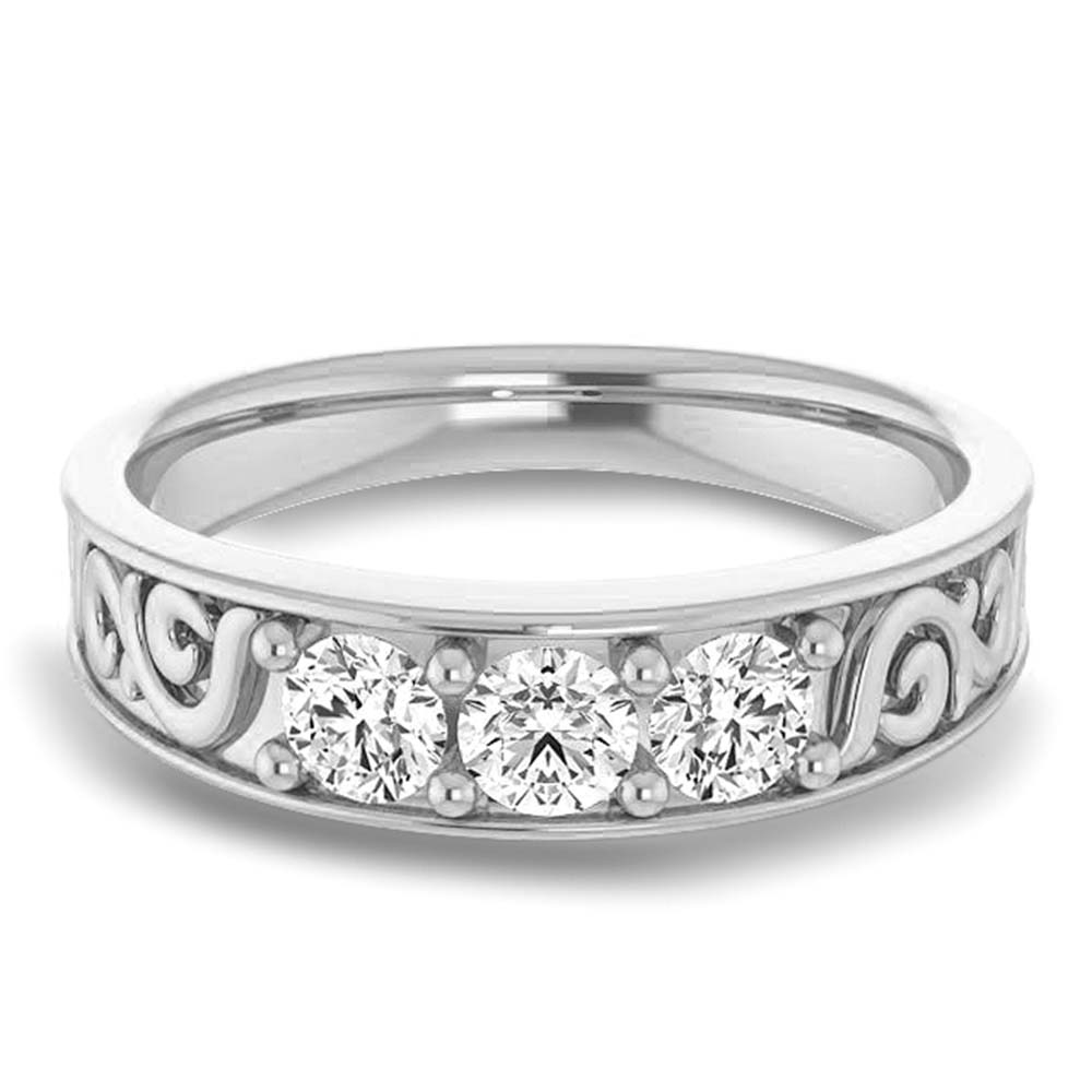 0.75 ctw Round Diamond Filigree Accent Men's Ring-VIRABYANI