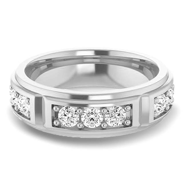 1.50 ctw Prong Set Round Diamond Men's Ring-VIRABYANI