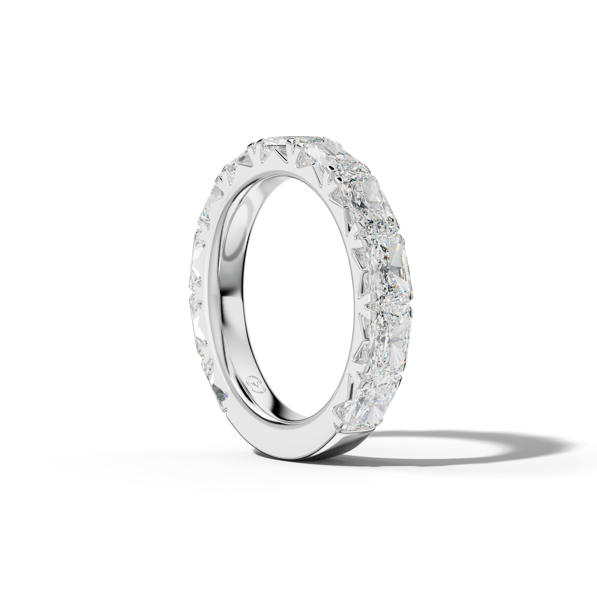 4.0 Carat East West Radiant Diamond French Pave 3/4 Anniversary Band