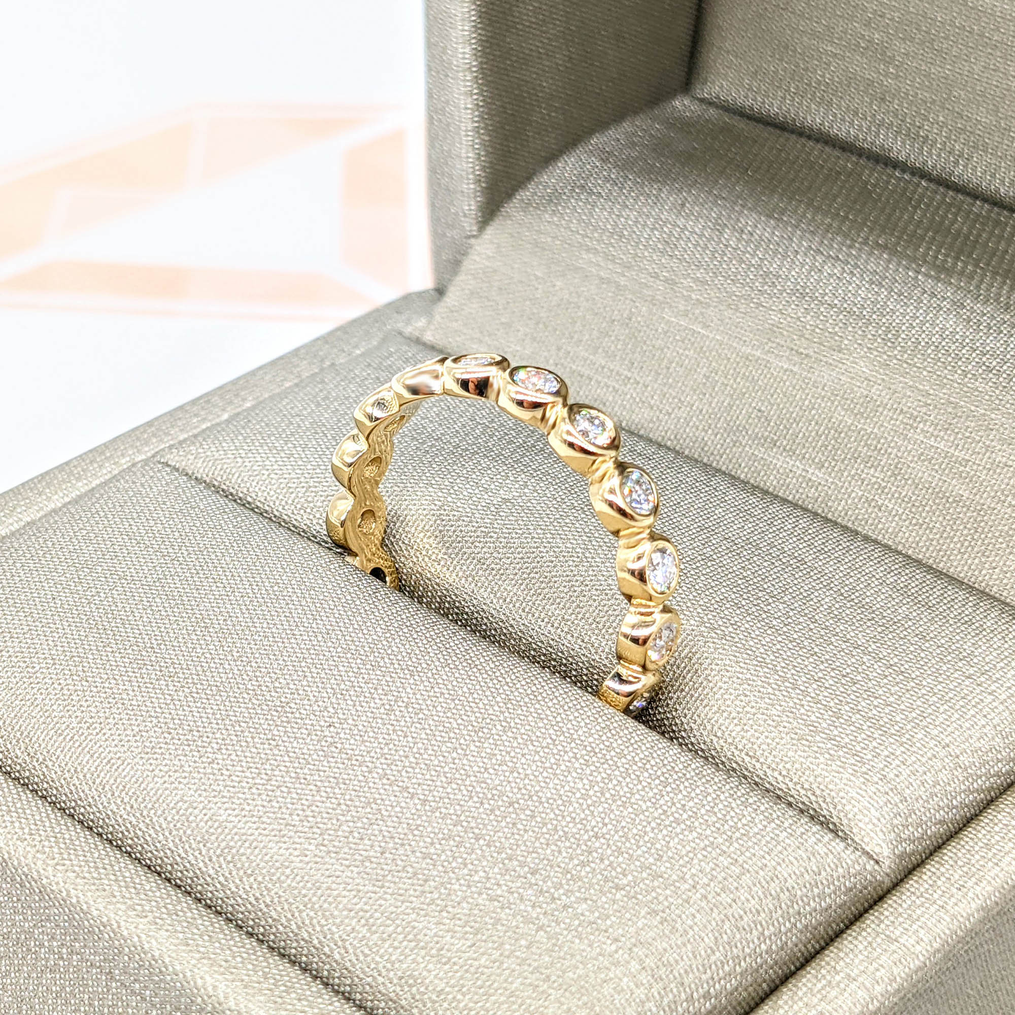 0.70 ct Round Diamond Eternity Band Bezel Set Ring-VIRABYANI