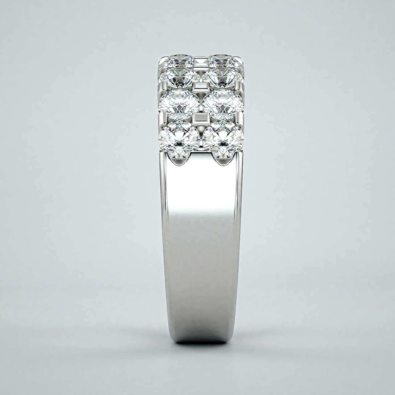 2.00 ct. Round Diamond Wedding Band Double Row Anniversary Ring-VIRABYANI