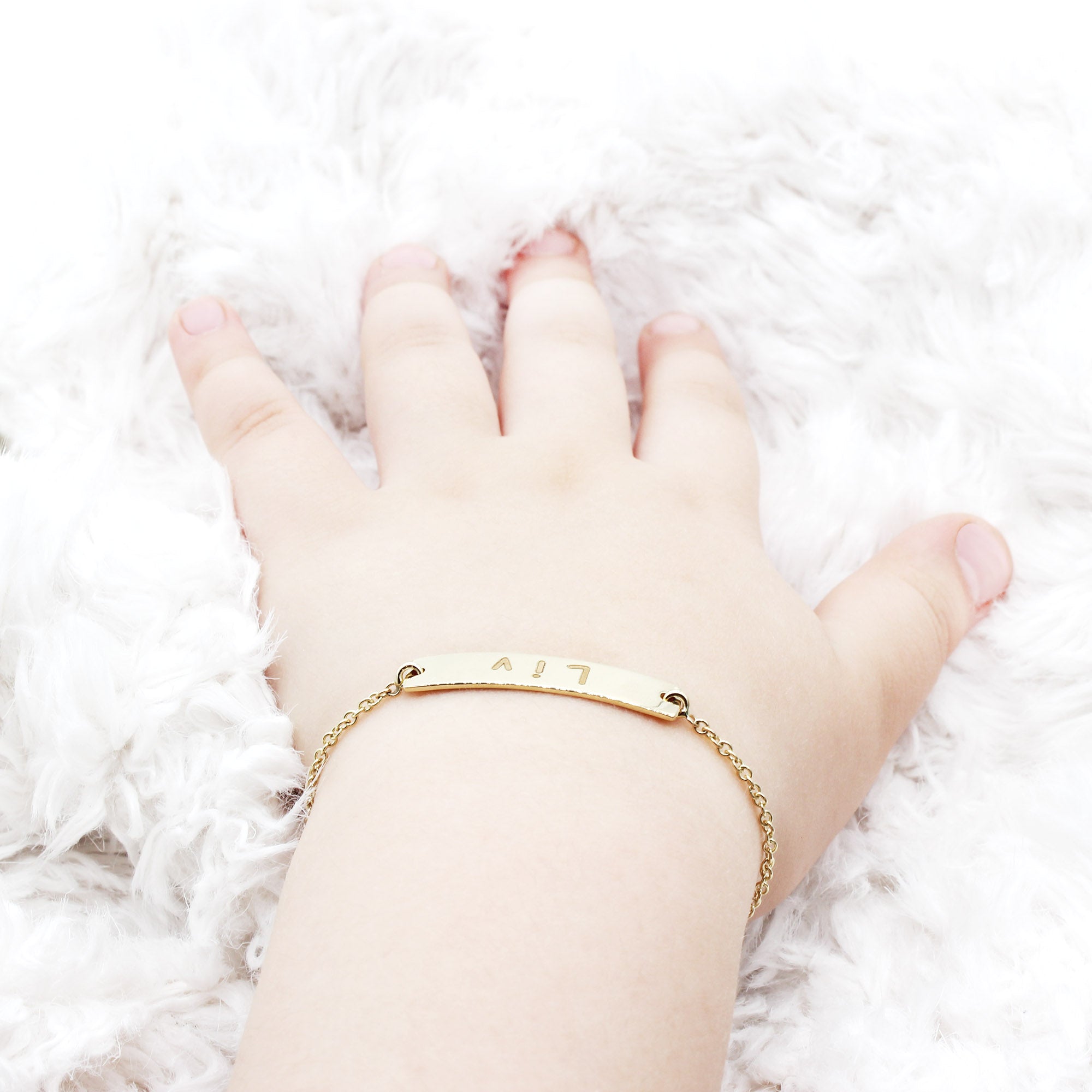 14K Solid Gold Personalized Name Baby Bracelet-VIRABYANI
