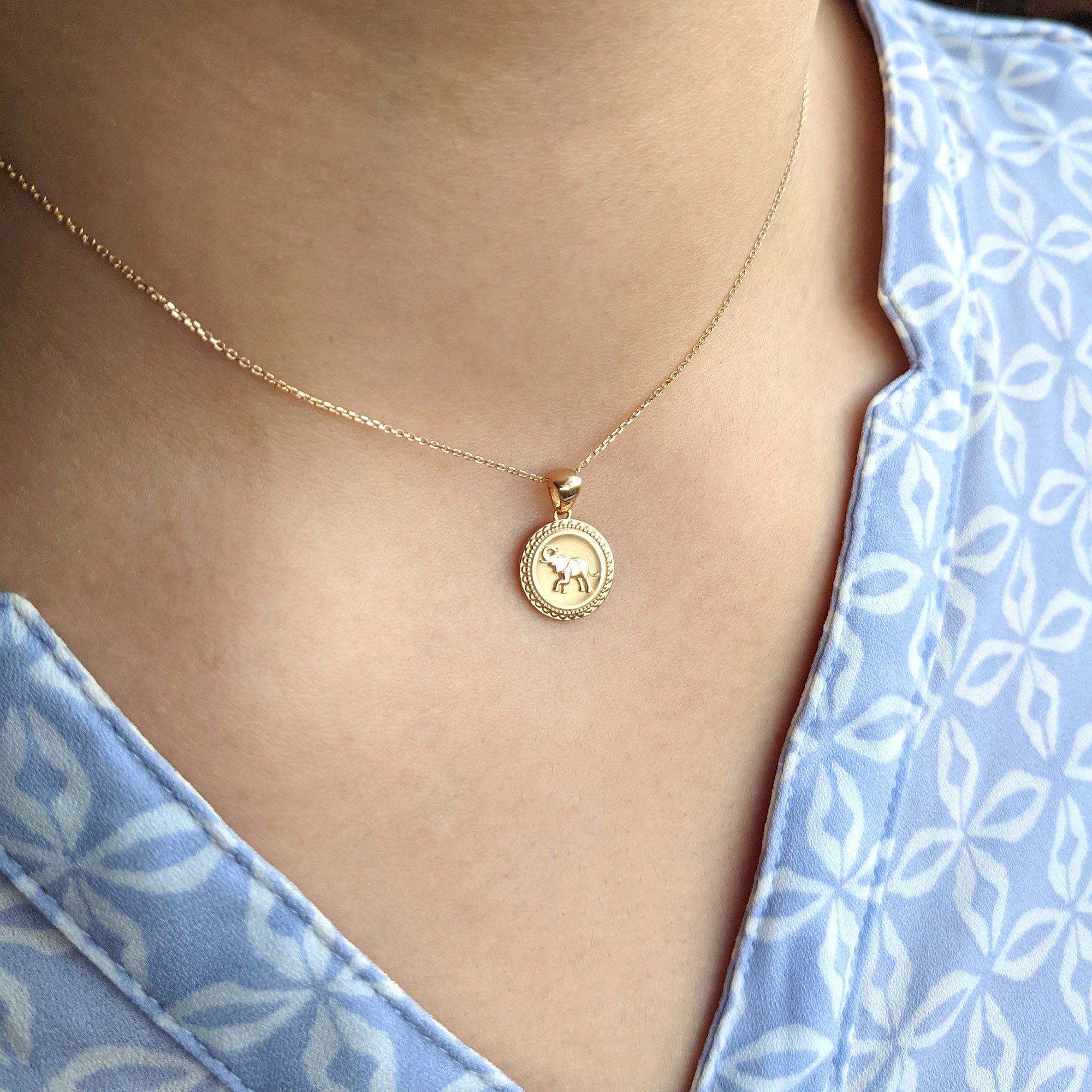 Elephant Necklace in 14K/18K White, Yellow, Rose Gold & Platinum-VIRABYANI