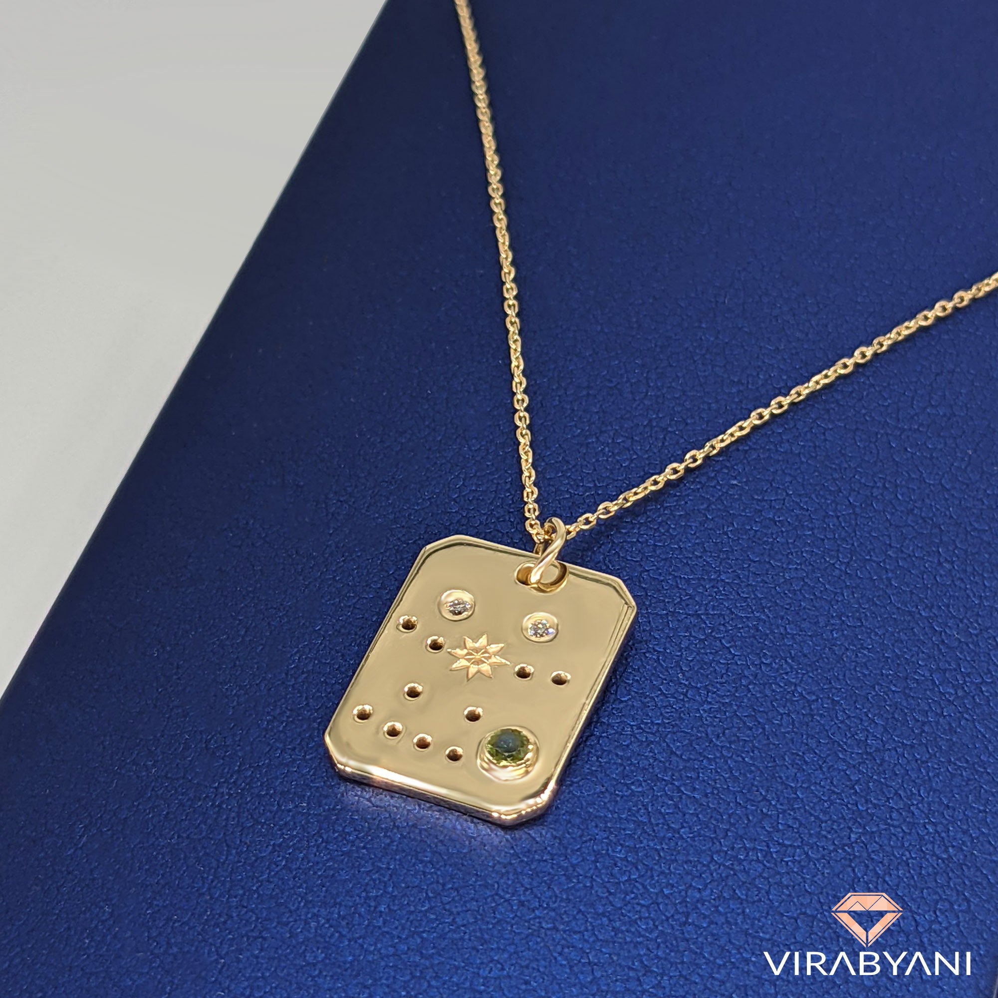 Zodiac Constellation Necklace Pendant in 14K Solid Gold-VIRABYANI