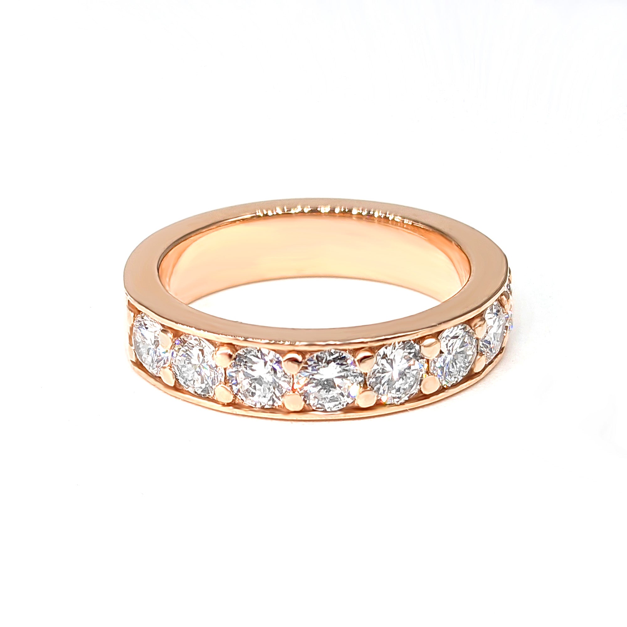 0.80 ct. Round Diamond Pave - Channel Wedding Band-in 14K/18K White, Yellow, Rose Gold and Platinum - Christmas Jewelry Gift -VIRABYANI
