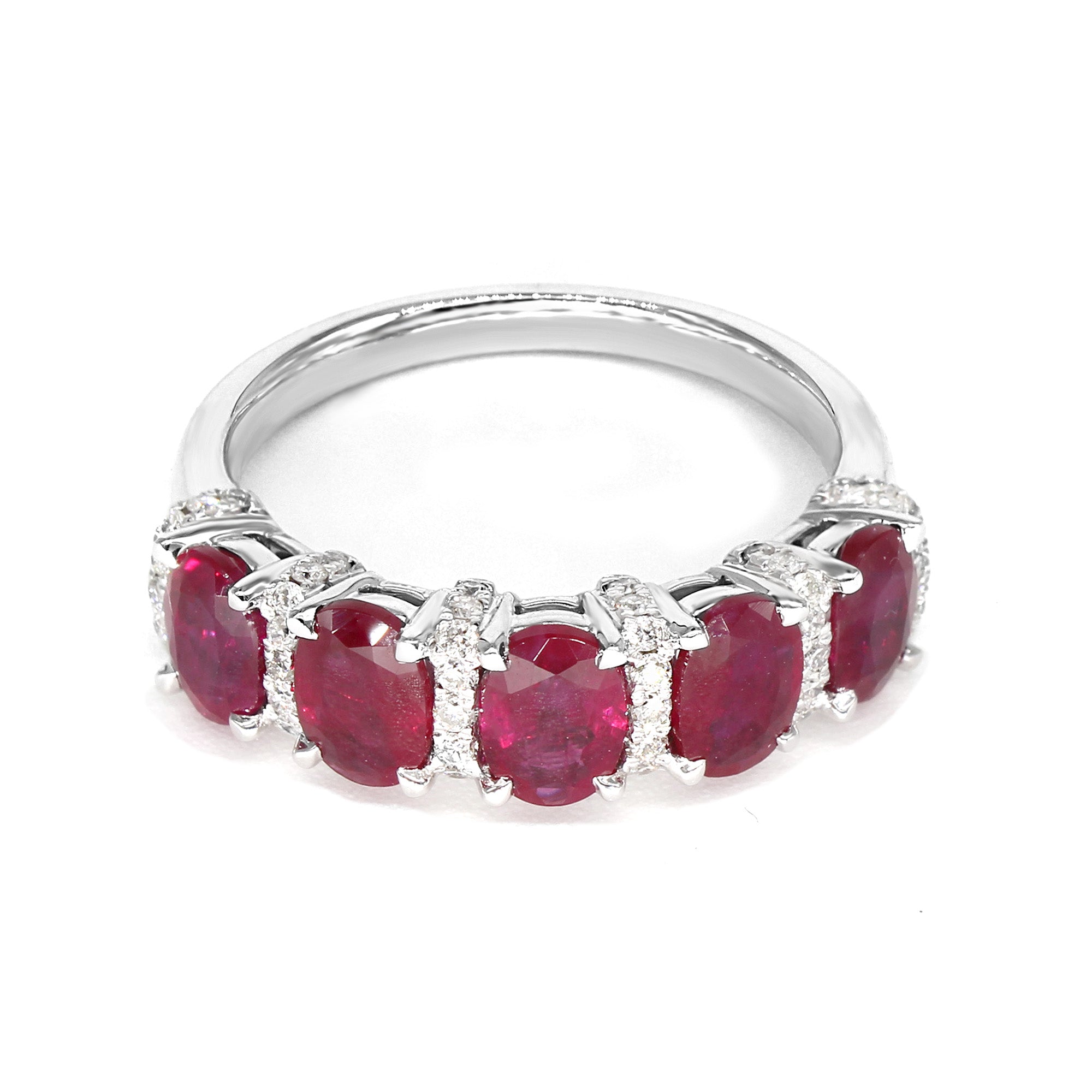 2.32 ctw. Genuine Oval Ruby Band With 0.23 ctw. Diamonds-VIRABYANI