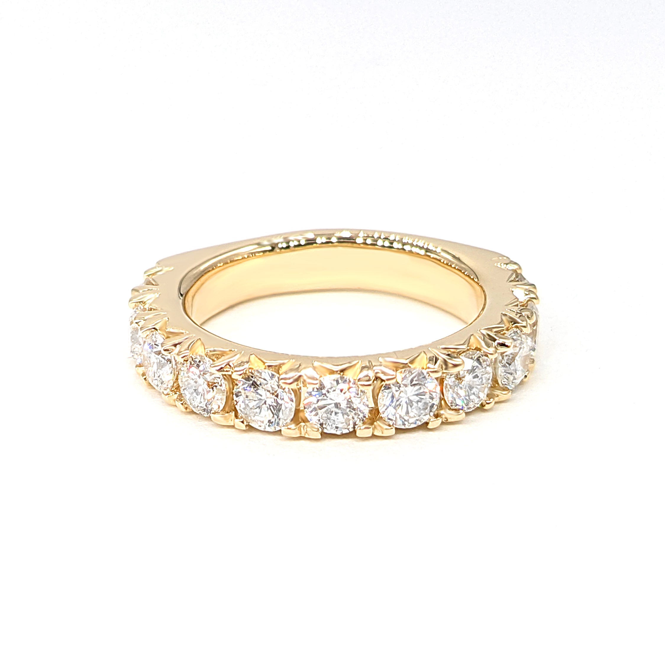 1.40 ct. French Pave Diamond Wedding Band 11 Stone Ring-VIRABYANI
