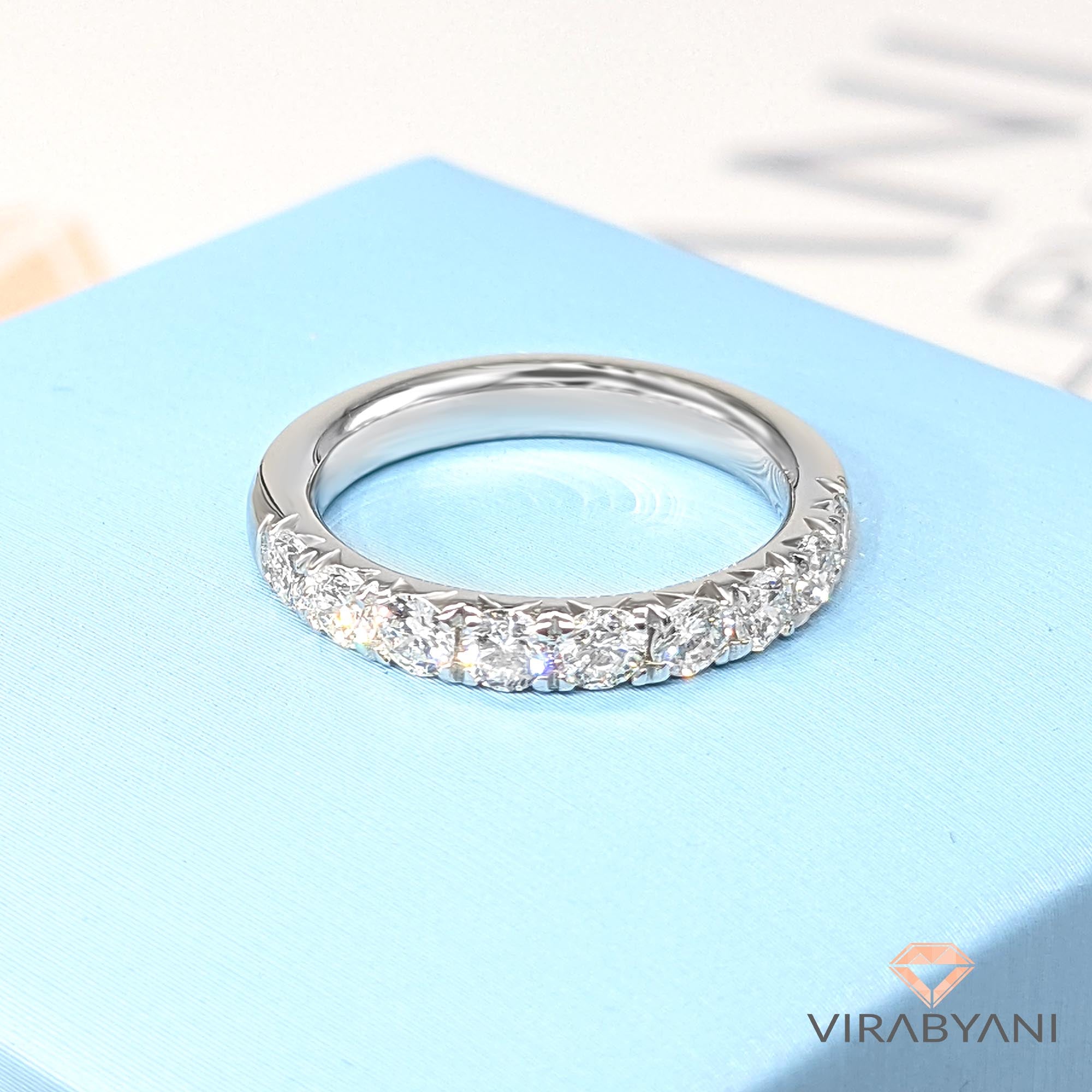 1.00 ct. French Pave Set Round Diamond Wedding Band-VIRABYANI