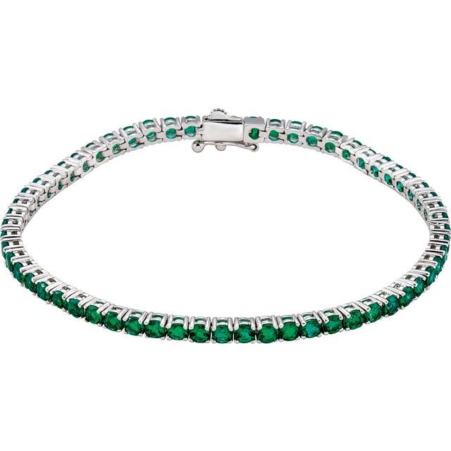 7.30 ct. Genuine Emerald Tennis Bracelet 7.25 inches-in 14K/18K White, Yellow, Rose Gold and Platinum - Christmas Jewelry Gift -VIRABYANI