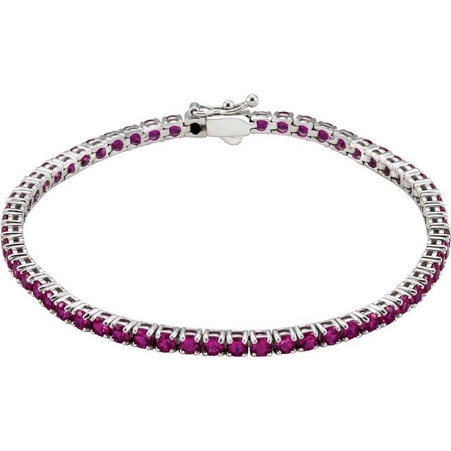 7.57 ct. Genuine Ruby Tennis Bracelet Four Prong Design-VIRABYANI