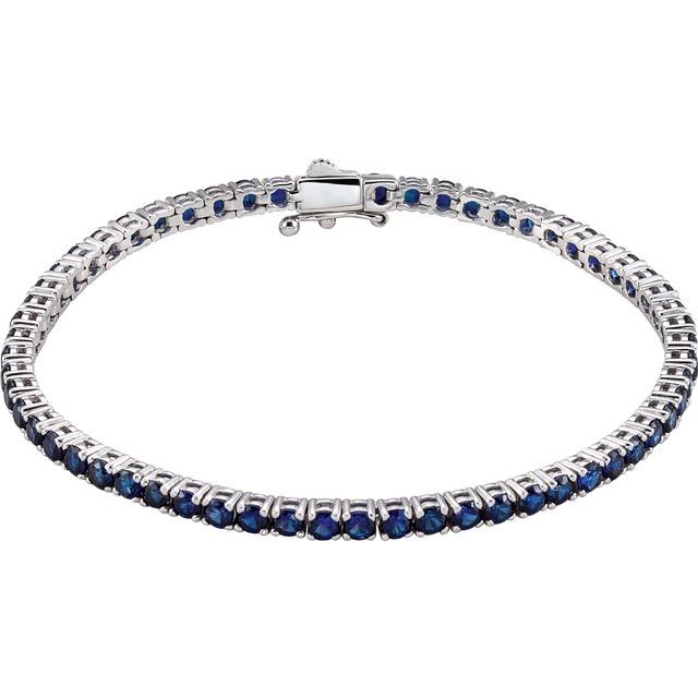 7.70 ct. Genuine Blue Sapphire Tennis Bracelet 3 mm-VIRABYANI