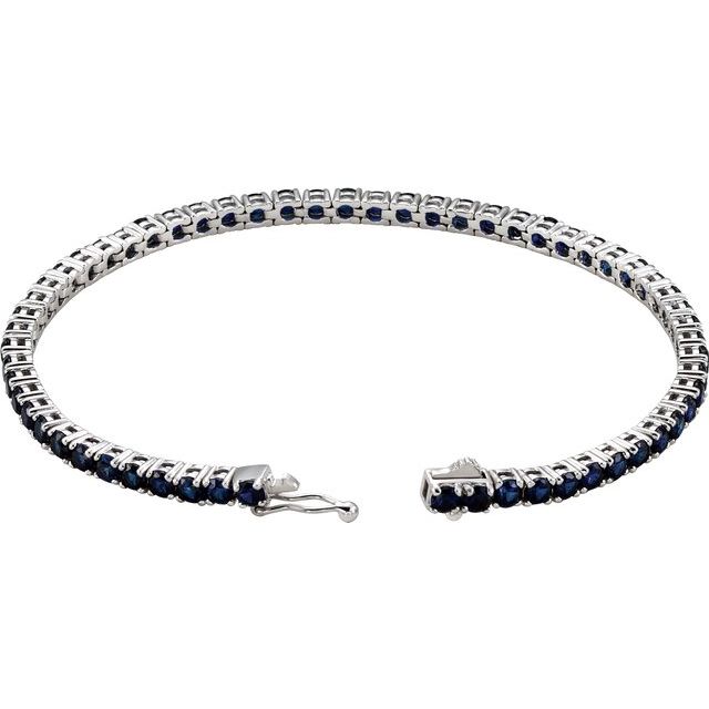 7.70 ct. Genuine Blue Sapphire Tennis Bracelet 3 mm-VIRABYANI