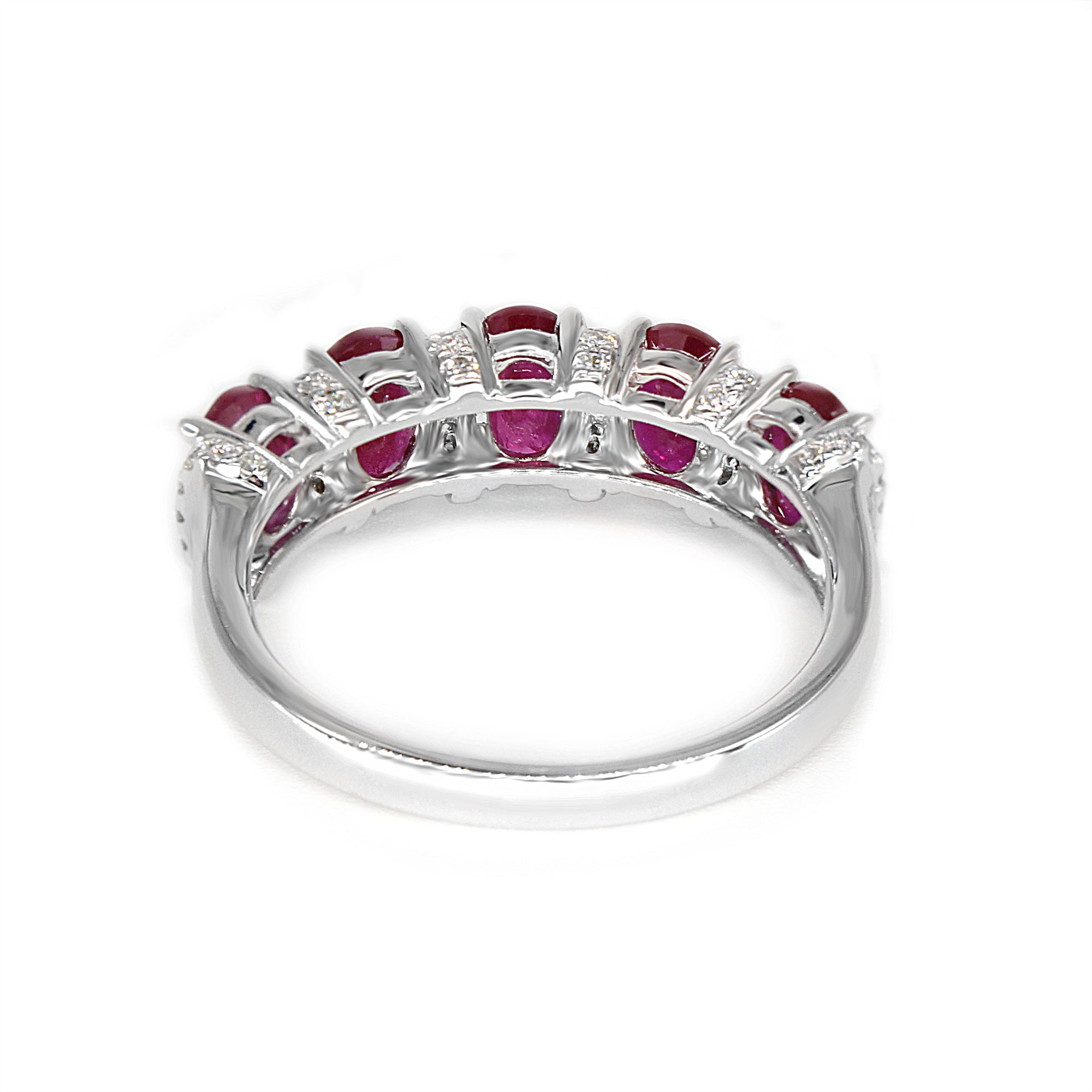 2.32 ctw. Genuine Oval Ruby Band With 0.23 ctw. Diamonds-in 14K/18K White, Yellow, Rose Gold and Platinum - Christmas Jewelry Gift -VIRABYANI