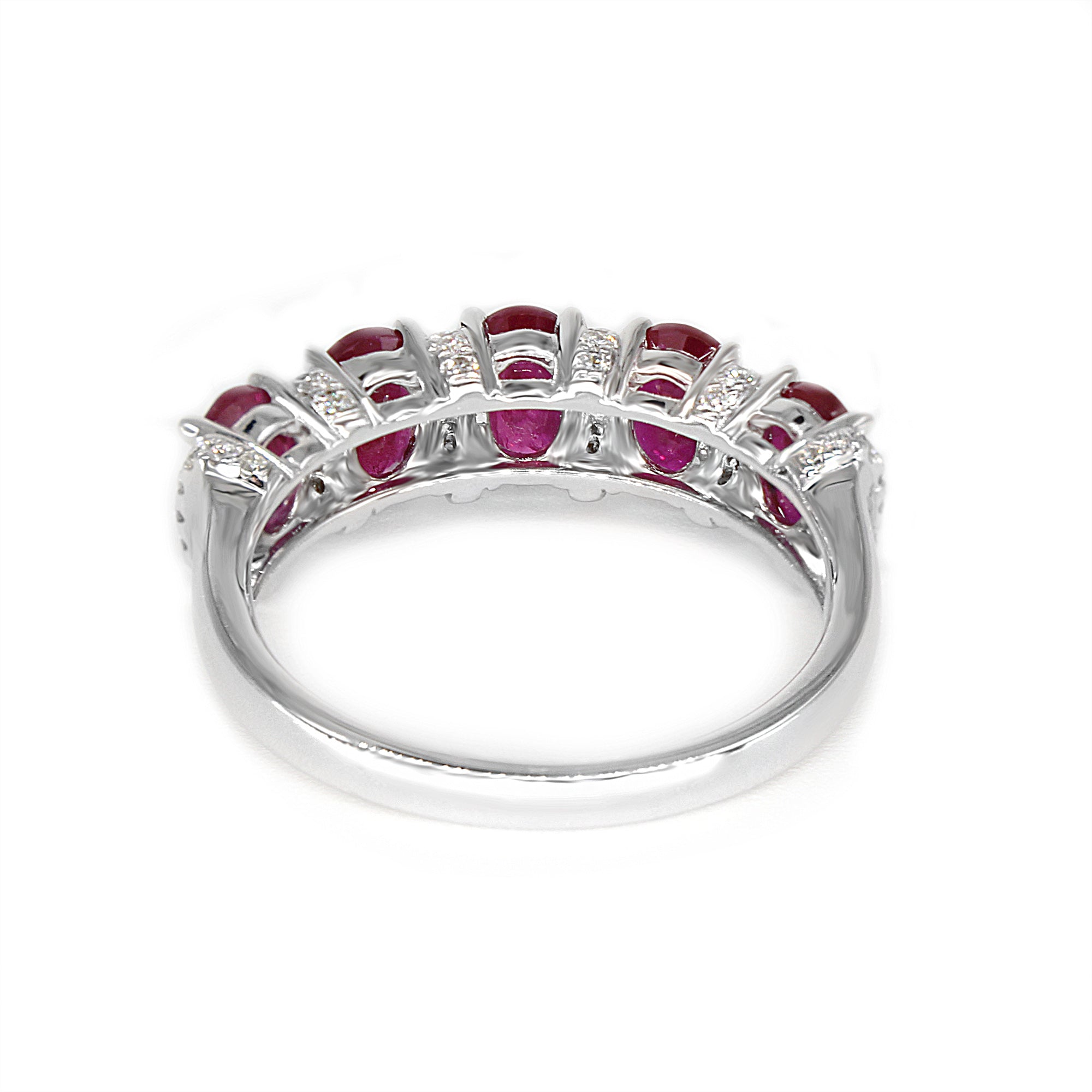 2.32 ctw. Genuine Oval Ruby Band With 0.23 ctw. Diamonds-VIRABYANI