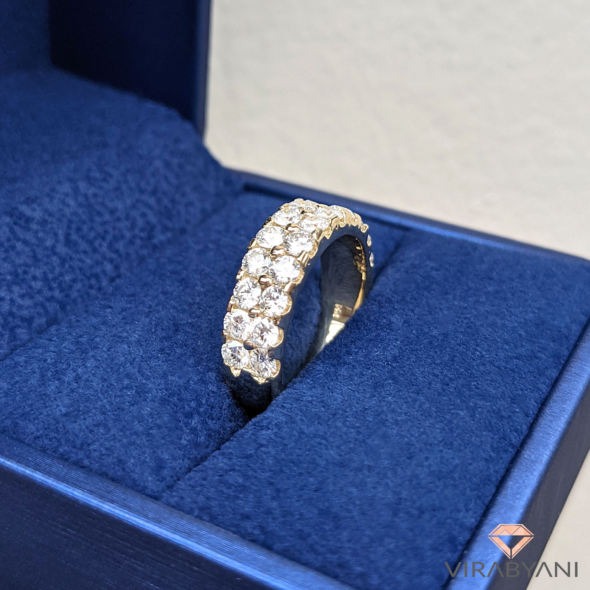 2.00 ct. Round Diamond Wedding Band Double Row Anniversary Ring-VIRABYANI