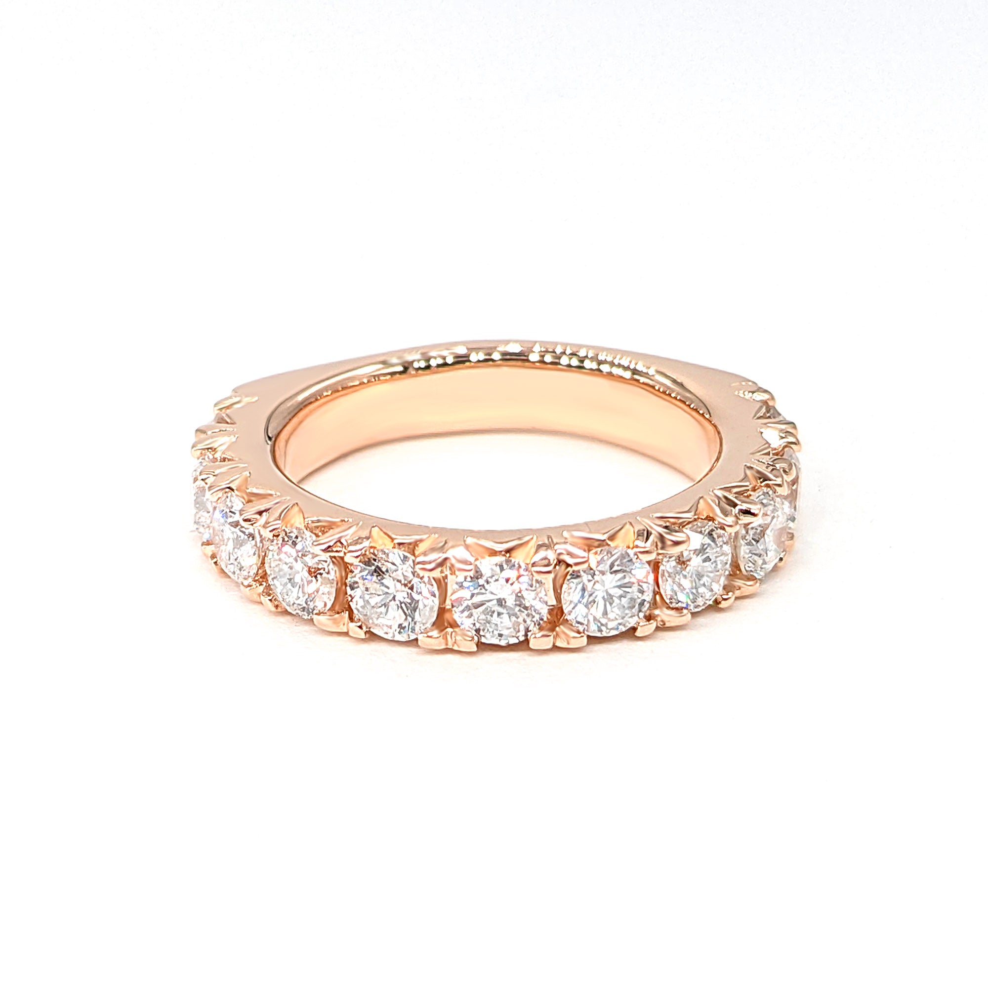 1.40 ct. French Pave Diamond Wedding Band 11 Stone Ring-VIRABYANI