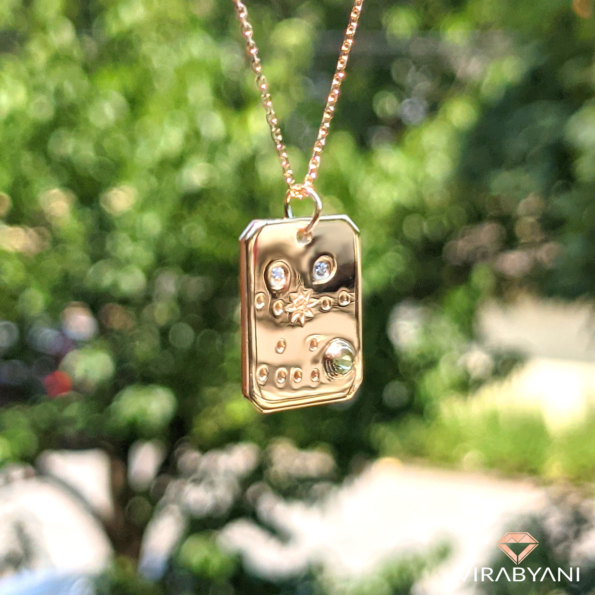 Zodiac Constellation Necklace Pendant in 14K Solid Gold-VIRABYANI