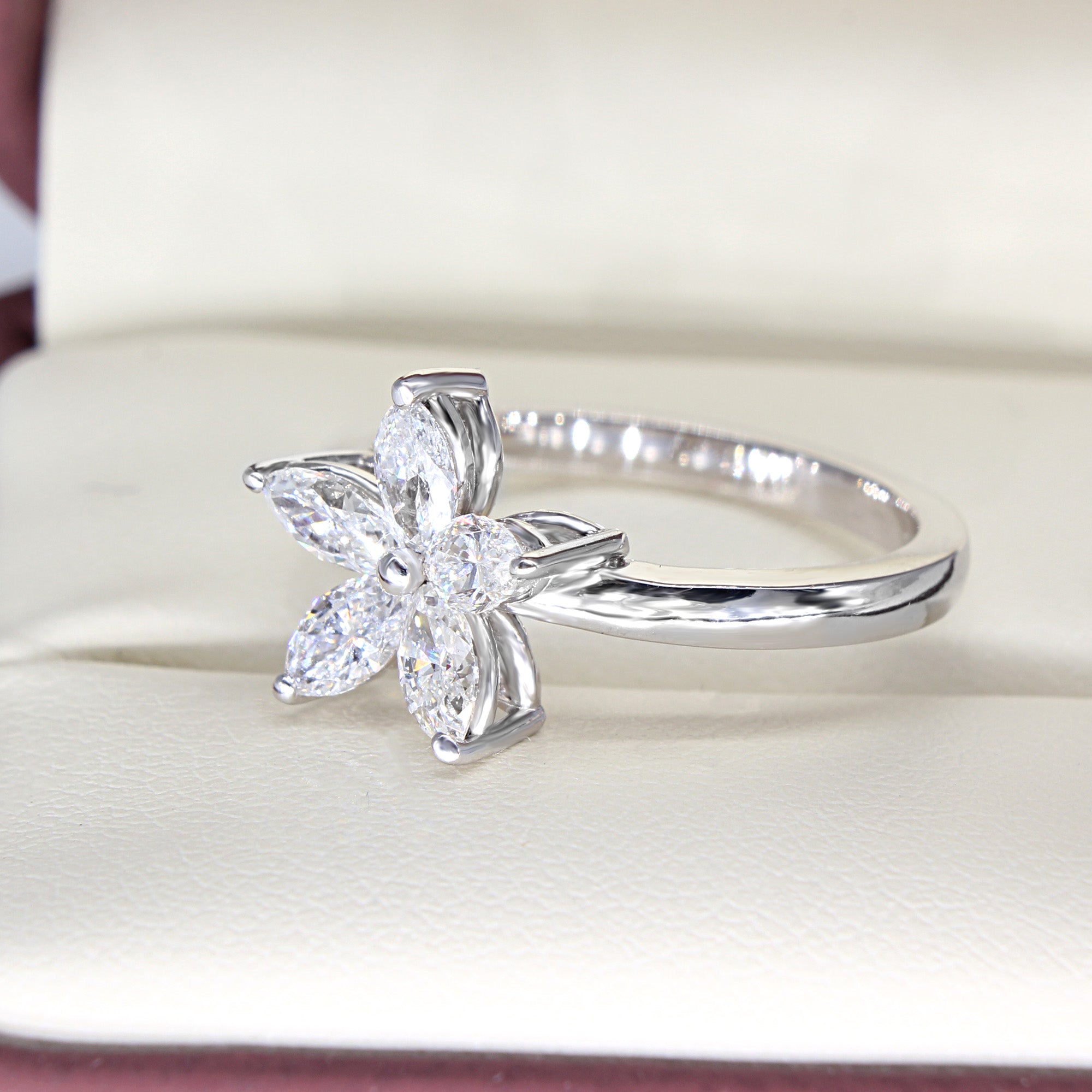 0.75 ct. Marquise Diamond Flower Ring-VIRABYANI