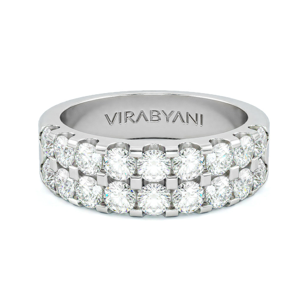 2.00 ct. Diamond Double Row Wedding Band in Solid Gold or Platinum-in 14K/18K White, Yellow, Rose Gold and Platinum - Christmas Jewelry Gift -VIRABYANI