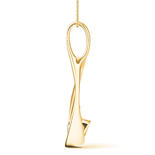 Delicate Ribbon Round Diamond Solitaire Necklace Pendant-VIRABYANI