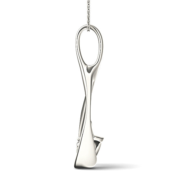 Delicate Ribbon Round Diamond Solitaire Necklace Pendant-VIRABYANI