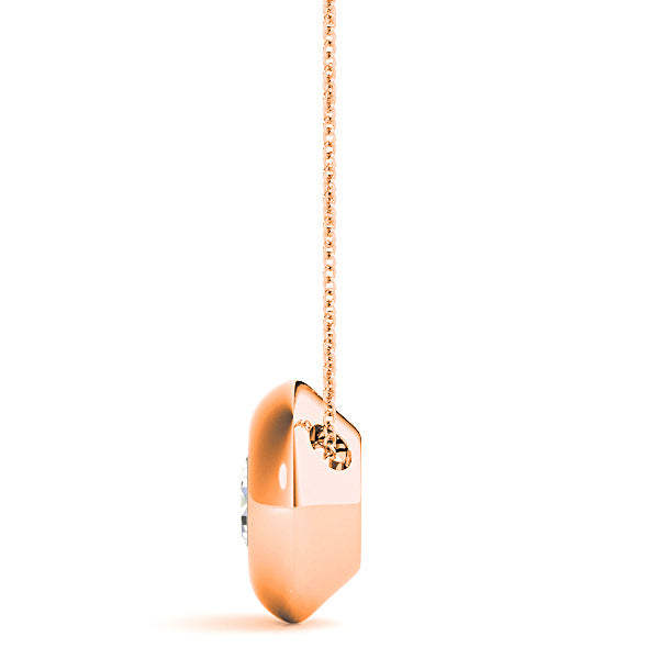 Bezel Set Round Diamond Solitaire Necklace Pendant-in 14K/18K White, Yellow, Rose Gold and Platinum - Christmas Jewelry Gift -VIRABYANI