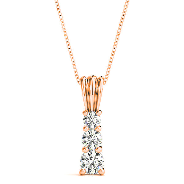 Graduated 1.00 ctw Diamond Three Stone Necklace Pendant-VIRABYANI