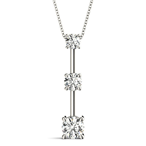 Graduated 1.00 ctw Diamond Three Stone Necklace Pendant-VIRABYANI