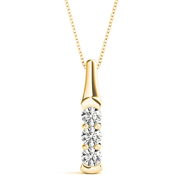 1.00 ctw Diamond Three Stone Necklace Pendant-VIRABYANI