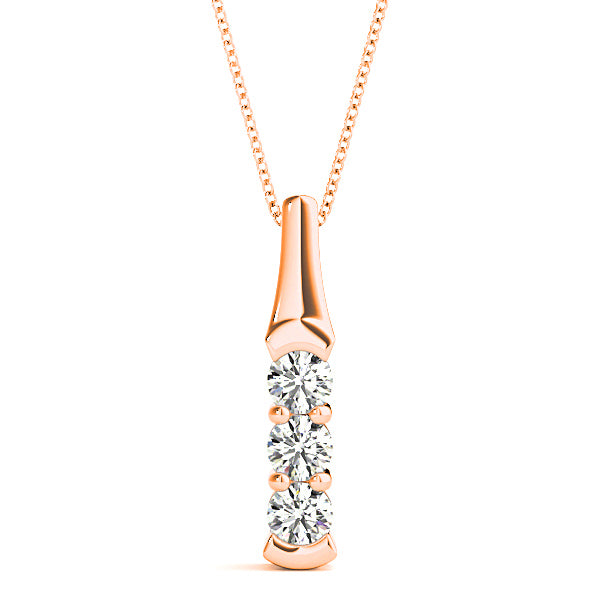 1.00 ctw Diamond Three Stone Necklace Pendant-VIRABYANI