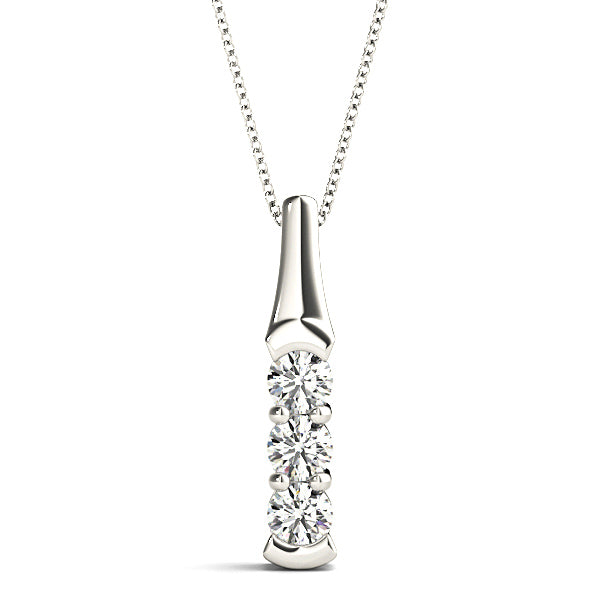 1.00 ctw Diamond Three Stone Necklace Pendant-VIRABYANI