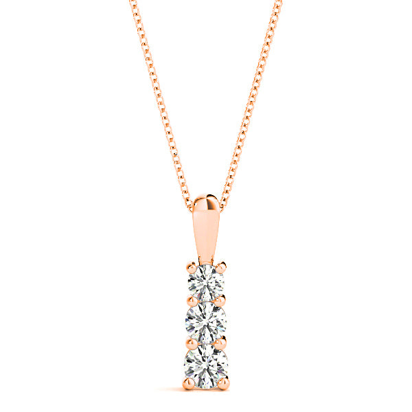 Graduated 0.35 ctw Diamond Three Stone Necklace Pendant-in 14K/18K White, Yellow, Rose Gold and Platinum - Christmas Jewelry Gift -VIRABYANI