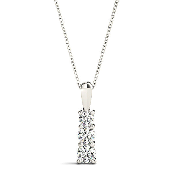 Graduated 0.35 ctw Diamond Three Stone Necklace Pendant-VIRABYANI