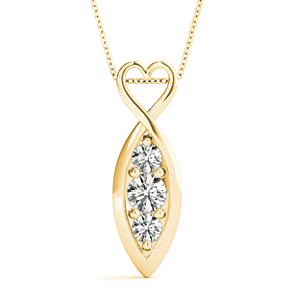 0.50 ctw Round Diamond Three Stone Necklace Pendant-VIRABYANI