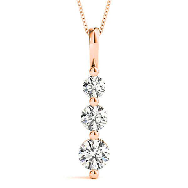 Shared Prong 1.00 ctw Diamond Three Stone Necklace Pendant-VIRABYANI