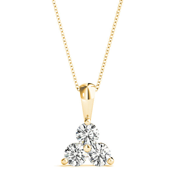 1.00 ctw Diamond Three Stone Necklace Pendant-VIRABYANI