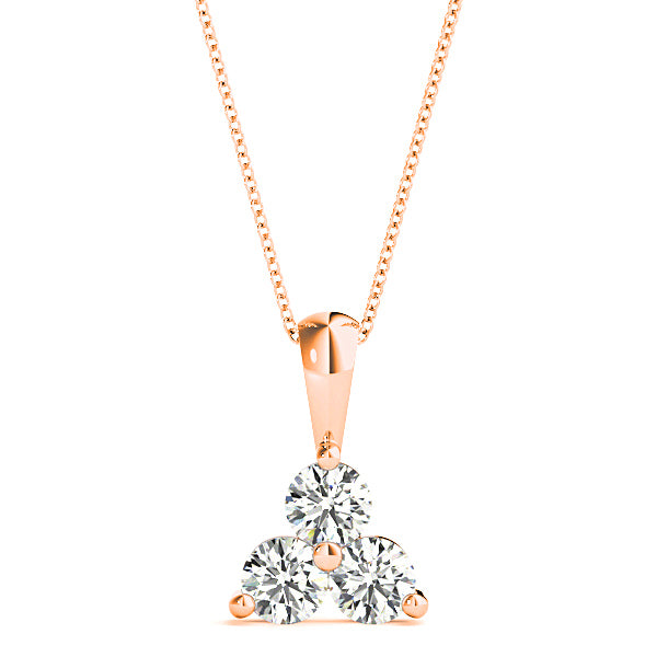 1.00 ctw Diamond Three Stone Necklace Pendant-VIRABYANI