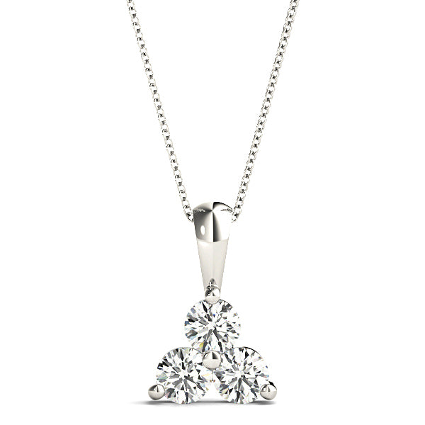 1.00 ctw Diamond Three Stone Necklace Pendant-VIRABYANI