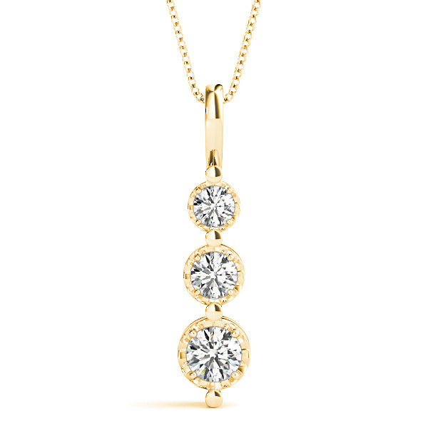 0.45 ctw Round Diamond Three Stone Necklace Pendant-VIRABYANI