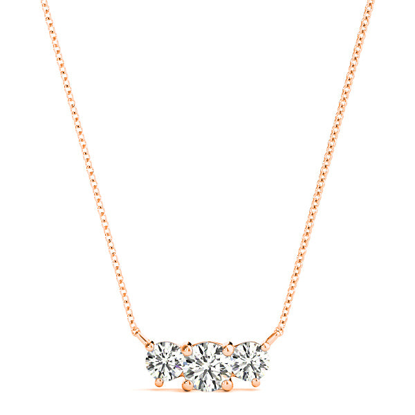 Horizontal 0.50 ctw Diamond Three Stone Necklace Pendant-VIRABYANI