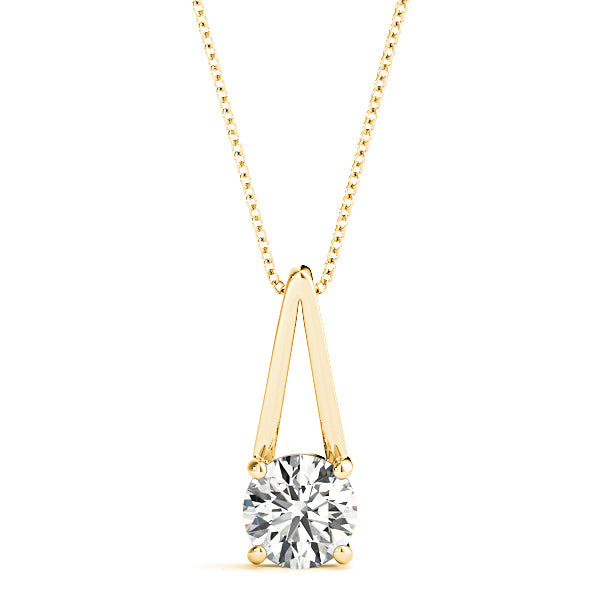 Four Prong Round Diamond Solitaire Necklace Pendant-VIRABYANI