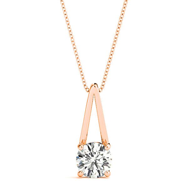 Four Prong Round Diamond Solitaire Necklace Pendant-VIRABYANI