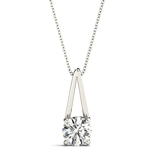 Four Prong Round Diamond Solitaire Necklace Pendant-VIRABYANI