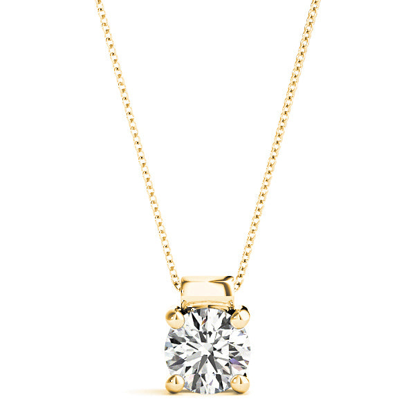 Four Prong Round Diamond Solitaire Necklace Pendant-VIRABYANI