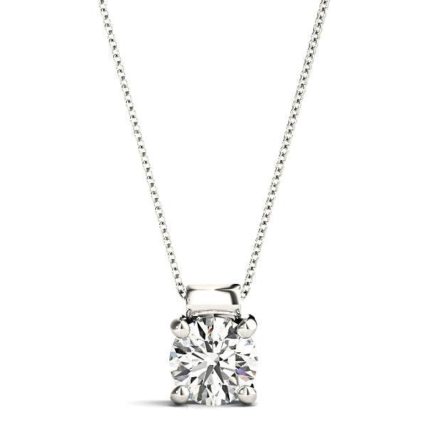 Four Prong Round Diamond Solitaire Necklace Pendant-VIRABYANI