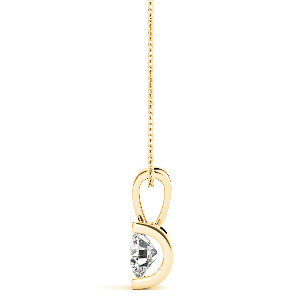 Bar Set Round Diamond Solitaire Necklace Pendant-VIRABYANI