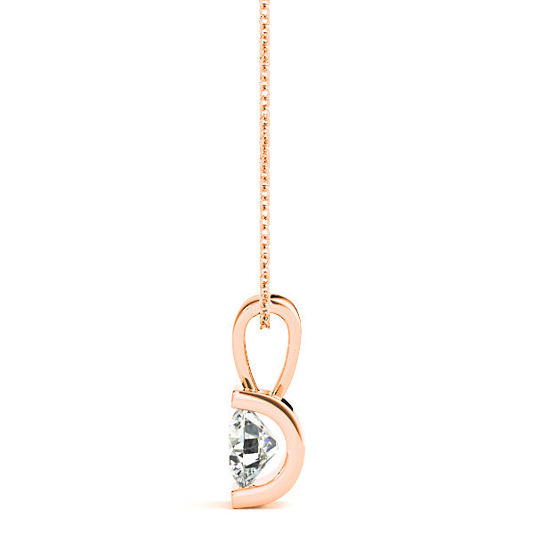 Bar Set Round Diamond Solitaire Necklace Pendant-VIRABYANI