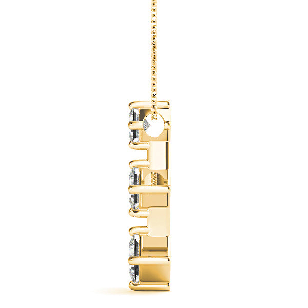 0.50 ctw Graduated Princess Cut Diamond Three Stone Necklace Pendant-VIRABYANI