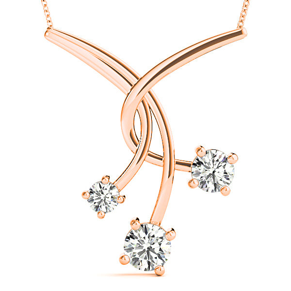 1.00 ctw Graduated Diamond Three Stone Necklace Pendant-VIRABYANI